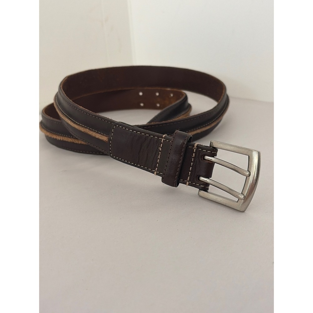 Leather Belt Mens 42 Brown Double Prong Thick Suede Inlay 1.25in Western